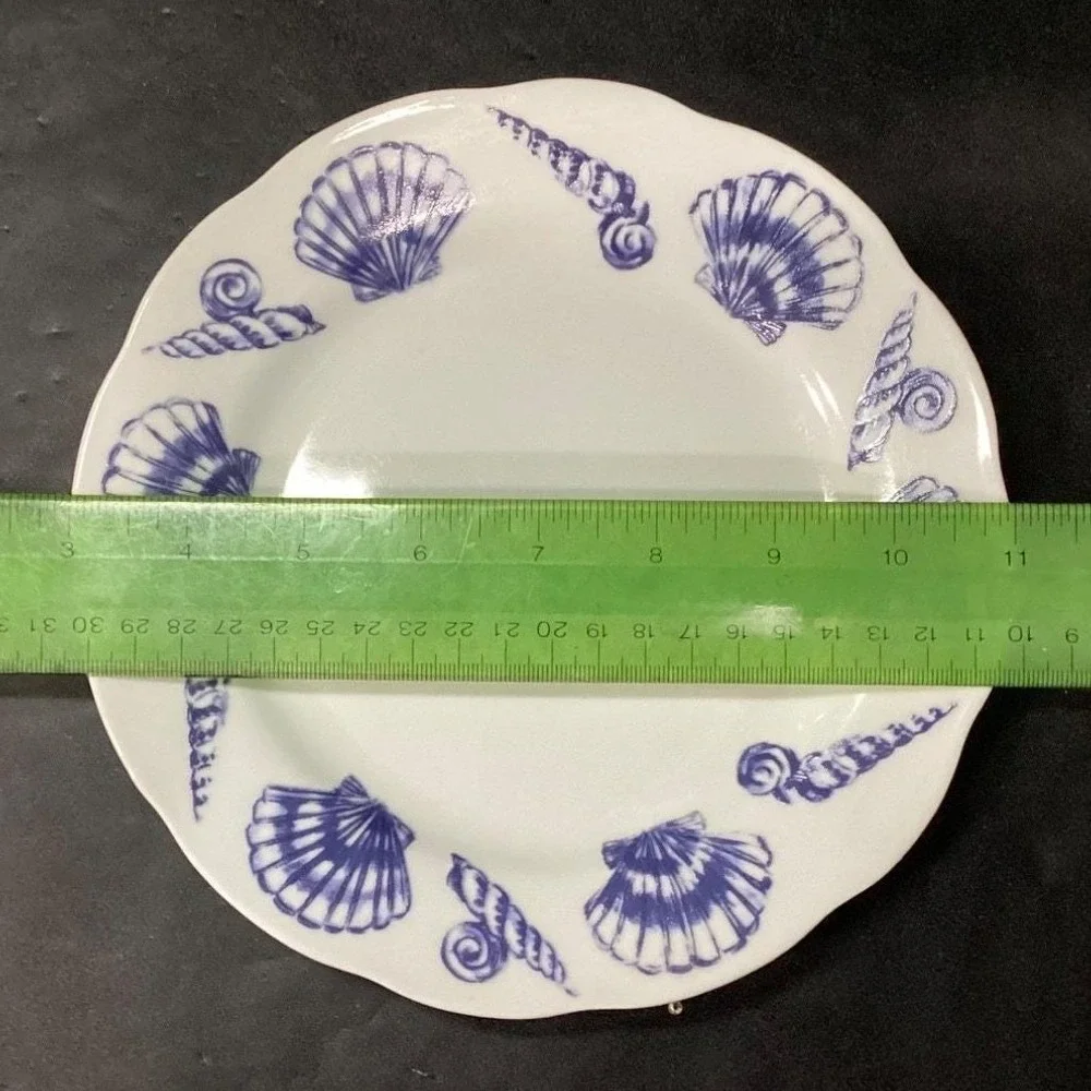 Allied Designs Seashore Luncheon Plates, Set of 4, Vintage Blue & White‎ Design